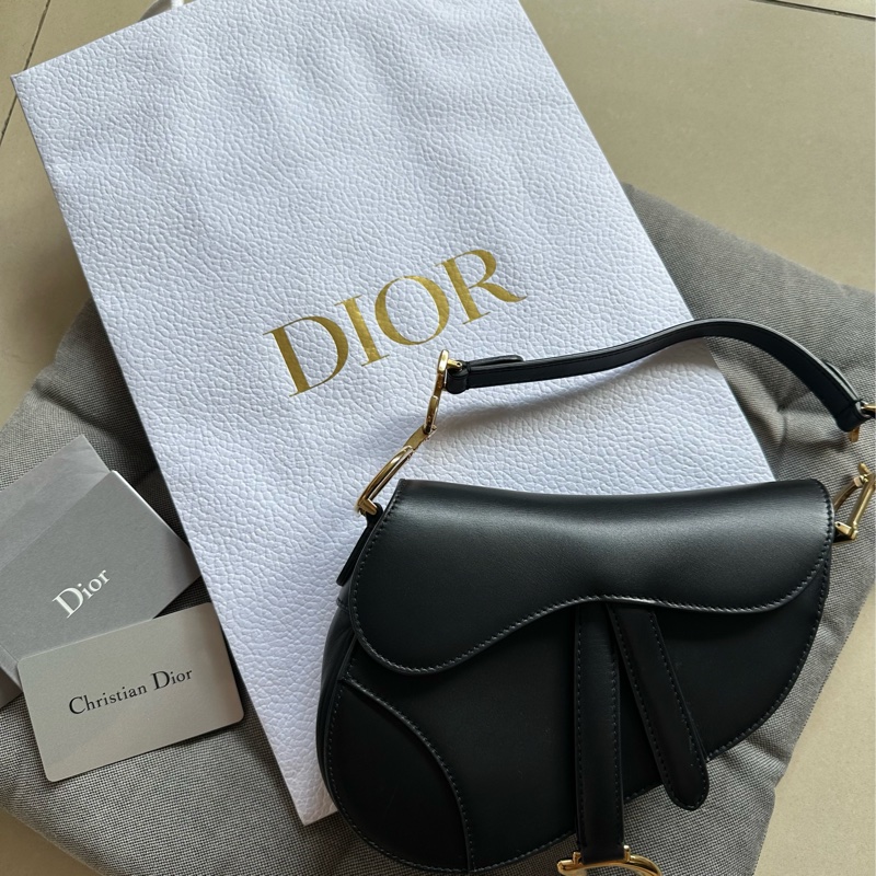DIOR 迪奧 SADDLE 馬鞍包 mini 小號 21無肩帶 黑色 金扣 2018-8