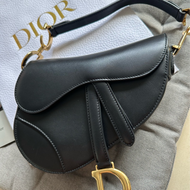 DIOR 迪奧 SADDLE 馬鞍包 mini 小號 21無肩帶 黑色 金扣 2018-9