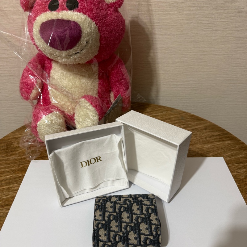 💎《Dior OBLIQUE》海軍藍 緹花 馬鞍 三折短夾-1