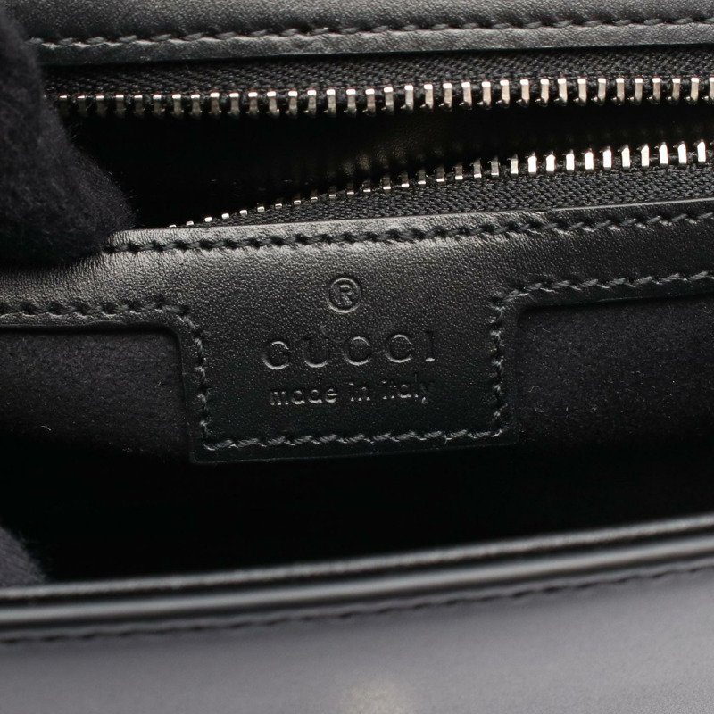 GUCCI Petit GG 單肩包 739721 皮革 黑色 二手 女士-3