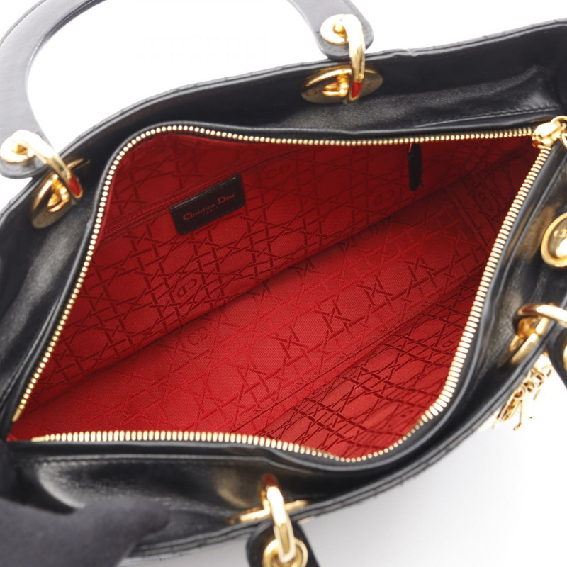 Christian Dior Lady Dior Cannage 大單肩手提包，羊皮材質，黑色-2