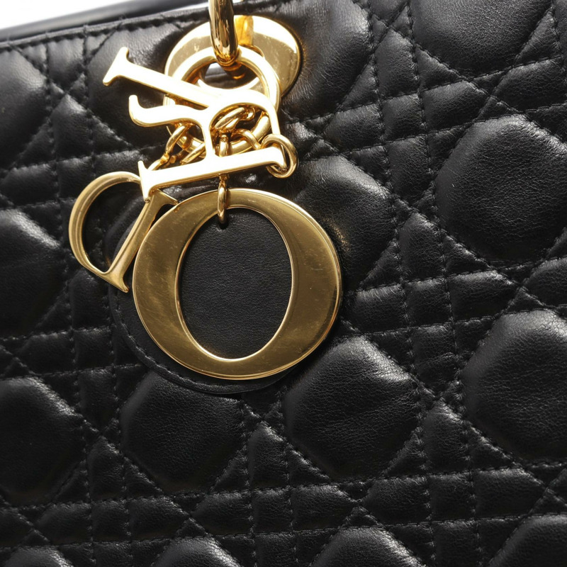 Christian Dior Lady Dior Cannage 大單肩手提包，羊皮材質，黑色-6