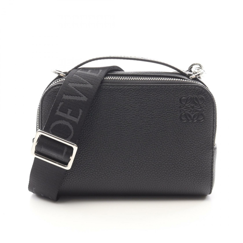 LOEWE 迷你斜背相機包手提包 C660R41X01 皮革黑色二手女款-0