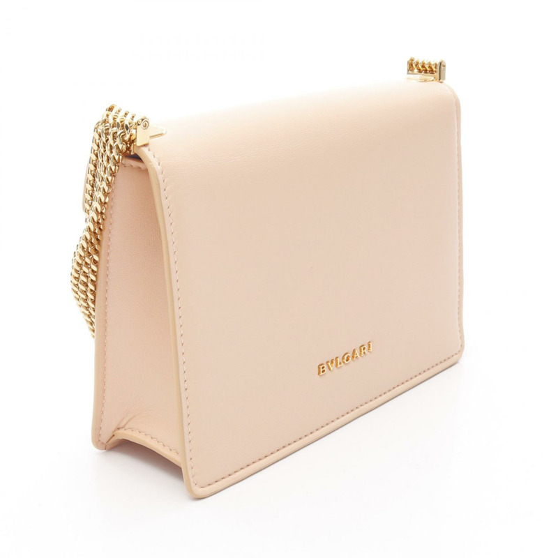 BVLGARI Serpenti Forever 鏈條單肩包 皮革 粉紅色 二手 女款 GHW-1