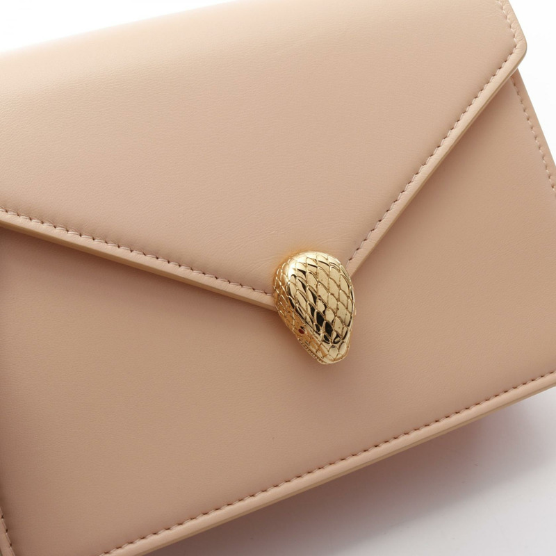 BVLGARI Serpenti Forever 鏈條單肩包 皮革 粉紅色 二手 女款 GHW-6