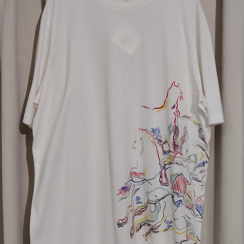 Hermès 愛馬仕 白色飛馬印花短袖-0
