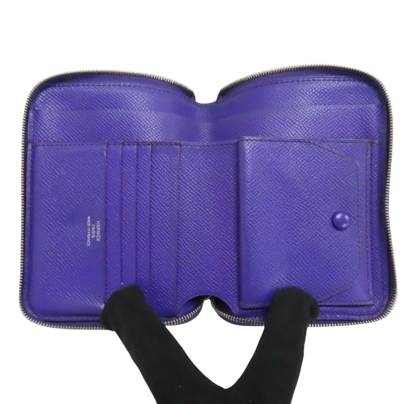 紫色 Epsom 拉鍊 Compact Azap 短夾 □P刻 銀扣-4