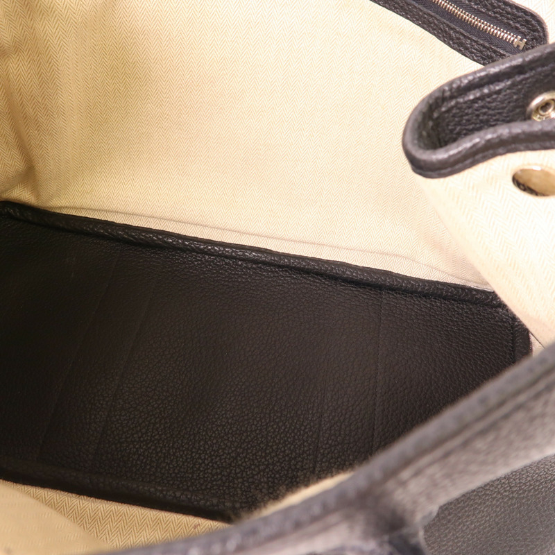 HERMES Negonda皮革Garden Party PM銀扣手挽袋89 Noir-5