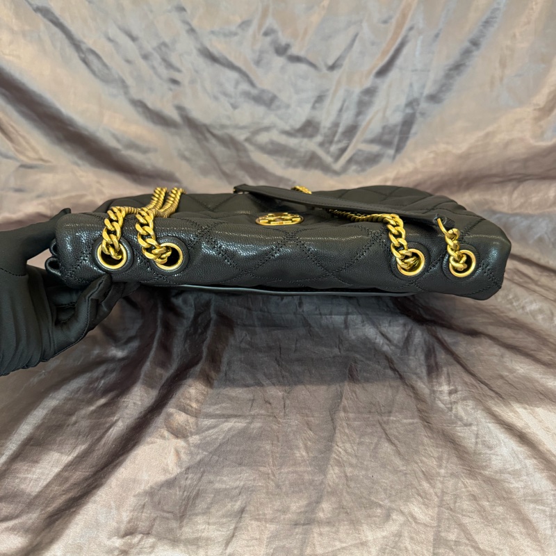 「JL精品代購」TORY BURCH WILLA 金色LOGO菱格翻蓋肩背/斜背二用包-黑色/大-8