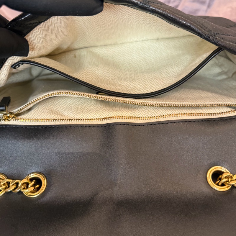 「JL精品代購」TORY BURCH WILLA 金色LOGO菱格翻蓋肩背/斜背二用包-黑色/大-24