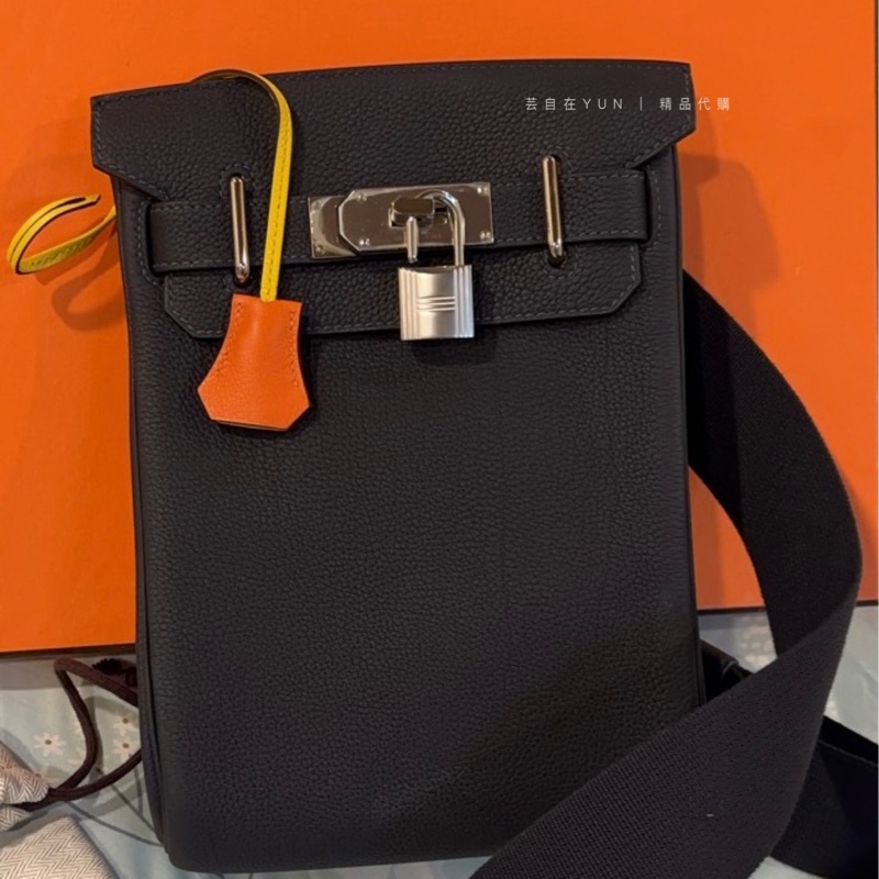 愛馬仕 Hermes SAC A DOS PM 3Y水兵藍 黑色平替 內拼9O那不勒斯黃 銀釦 Togo皮 B刻 黑銀-3