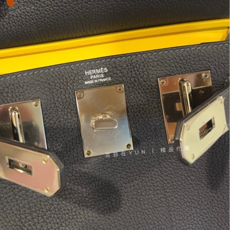愛馬仕 Hermes SAC A DOS PM 3Y水兵藍 黑色平替 內拼9O那不勒斯黃 銀釦 Togo皮 B刻 黑銀-5
