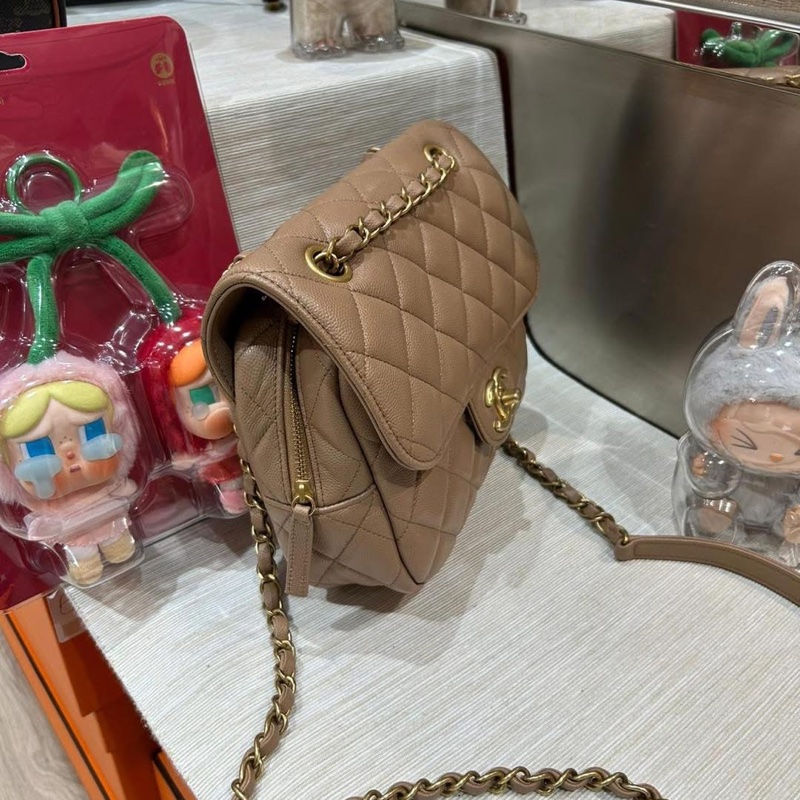 CHANEL Flap bag AS3546 shoulder bag beige 荔枝牛皮,晶片-3