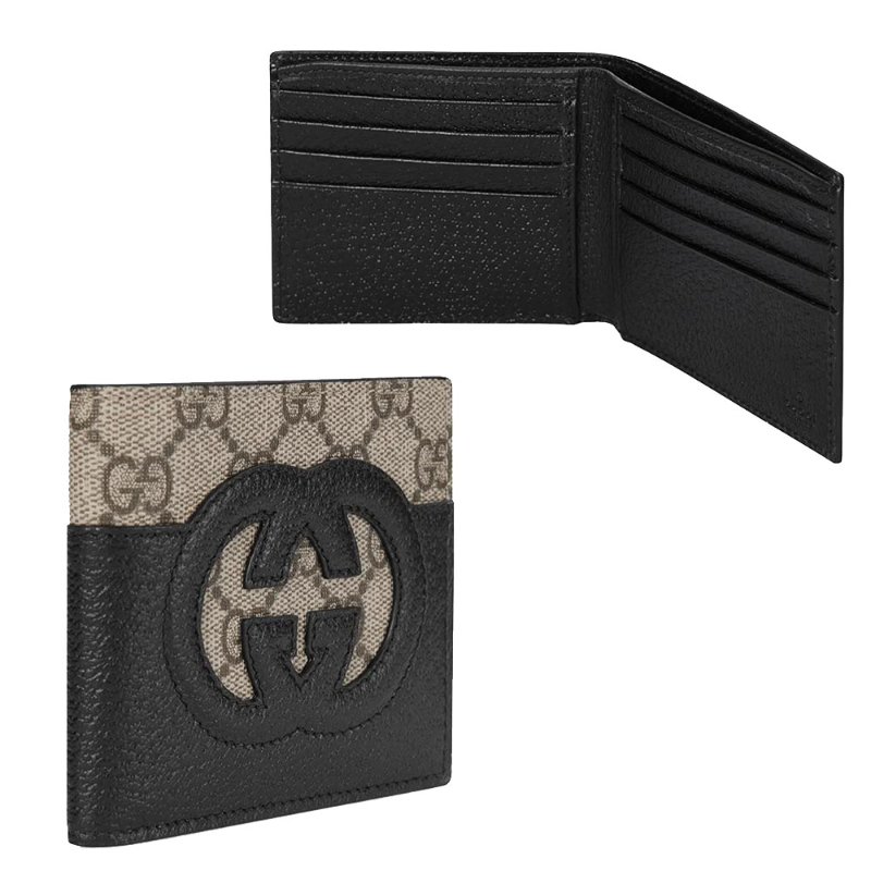 【門市全新現貨】GUCCI GG LOGO皮革簍空PVC拉鍊短夾皮夾(附原廠紙盒、防塵套)-1