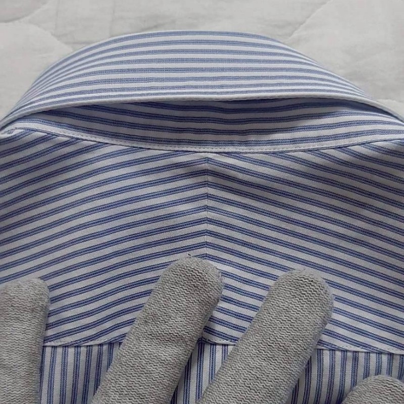 正品BURBERRY 博柏利 LONDON 戰馬 男藍白條紋短袖襯衫M-3