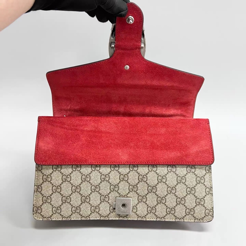 Gucci Dionysus系列老花拼紅色酒神中號單肩包-6