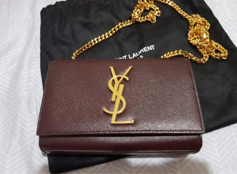 YSL Kate mini 酒紅魚子醬包-0