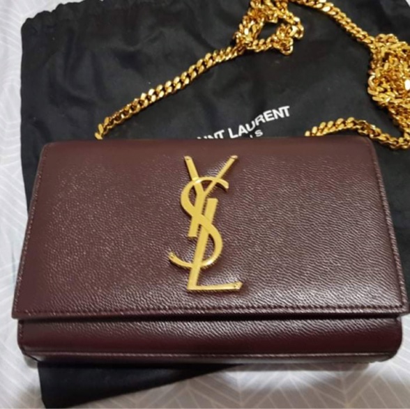YSL Kate mini 酒紅魚子醬包-7