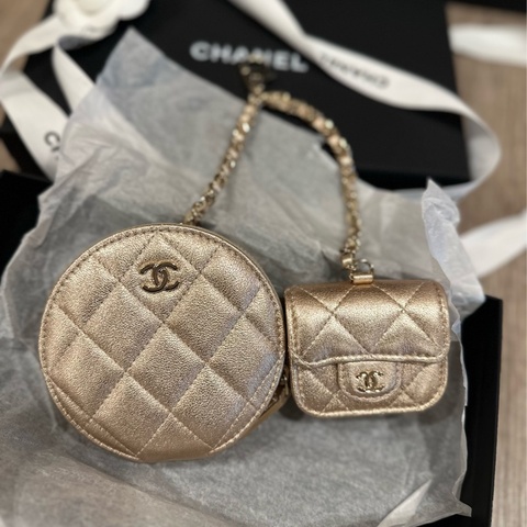 Chanel 零錢包耳機包 一組 金色 全新