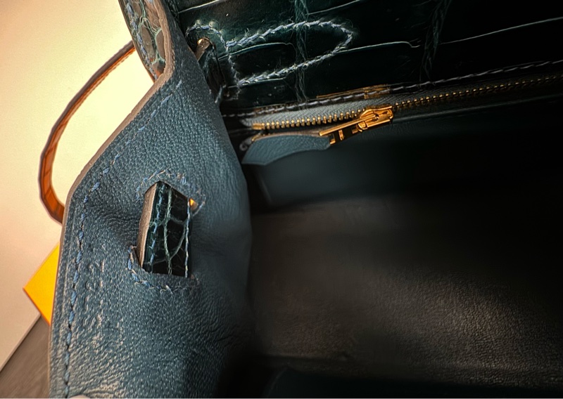 Hermes Kelly Sellier 28 凱莉包松柏綠兩點鱷魚皮-4