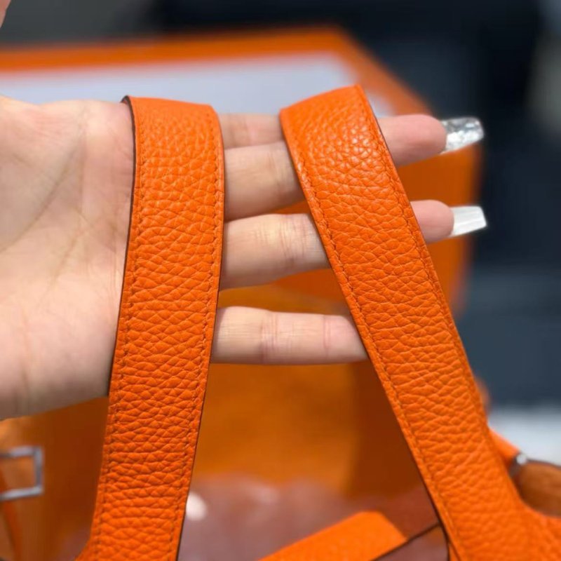 Hermes 菜籃子 牛皮橙色18尺寸 全新閒置 配件盒子塵袋說明書-2