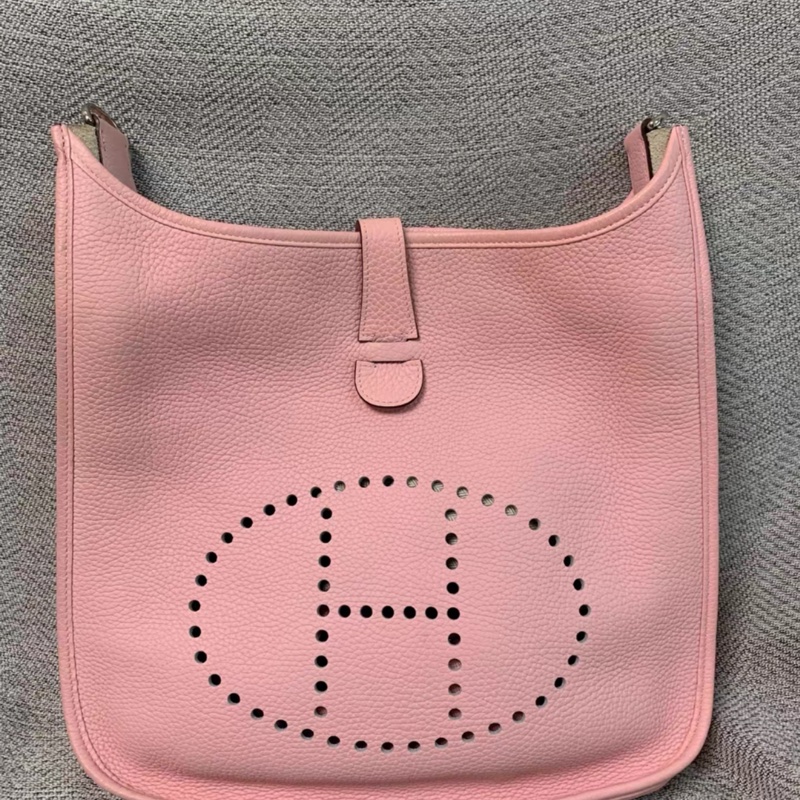 98新 愛馬仕Hermes 櫻花粉evelyne 33 TC皮 T刻-0
