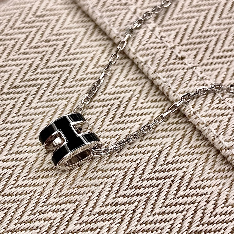 Hermes mini pop H 項鍊 黑銀-1