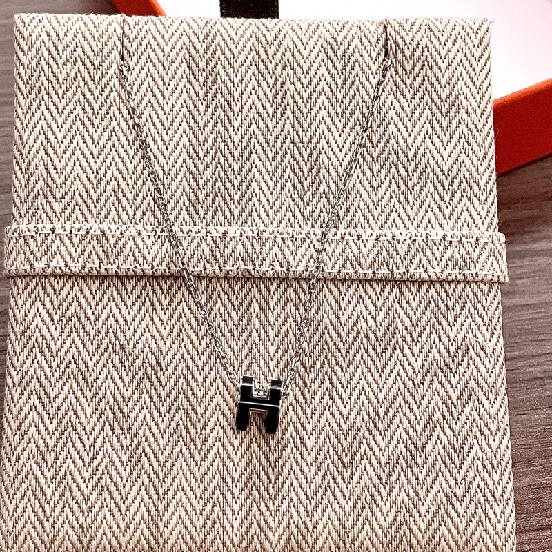 Hermes mini pop H 項鍊 黑銀-3