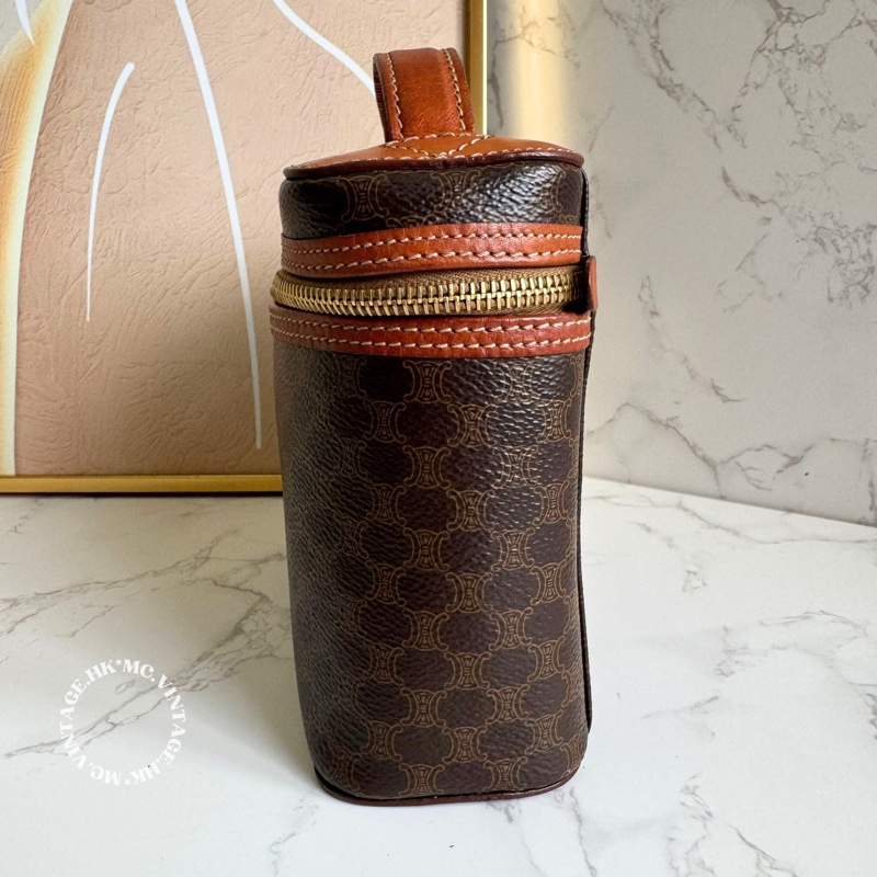 CELINE Vintage Macadam Vanity Bag 中古 凱旋門 老花 化妝包 手提包-9