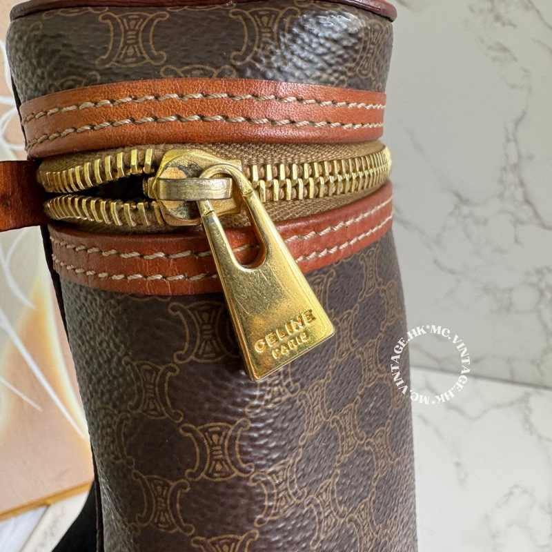 CELINE Vintage Macadam Vanity Bag 中古 凱旋門 老花 化妝包 手提包-22