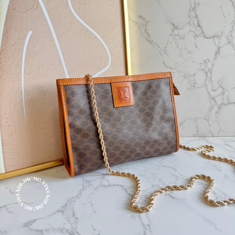 CELINE Vintage Macadam Clutch 中古 凱旋門 老花 手拿包-0