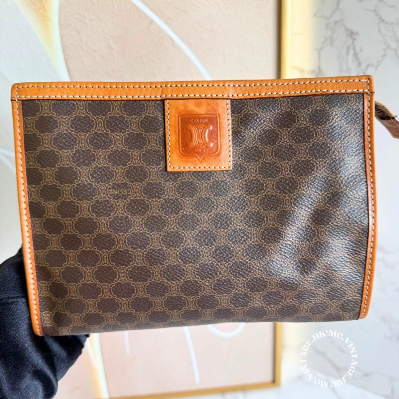 CELINE Vintage Macadam Clutch 中古 凱旋門 老花 手拿包-1