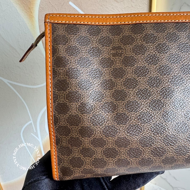 CELINE Vintage Macadam Clutch 中古 凱旋門 老花 手拿包-5