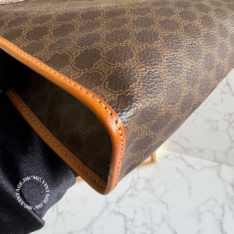 CELINE Vintage Macadam Clutch 中古 凱旋門 老花 手拿包-9