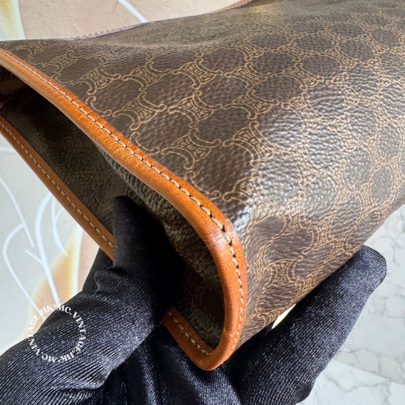 CELINE Vintage Macadam Clutch 中古 凱旋門 老花 手拿包-10