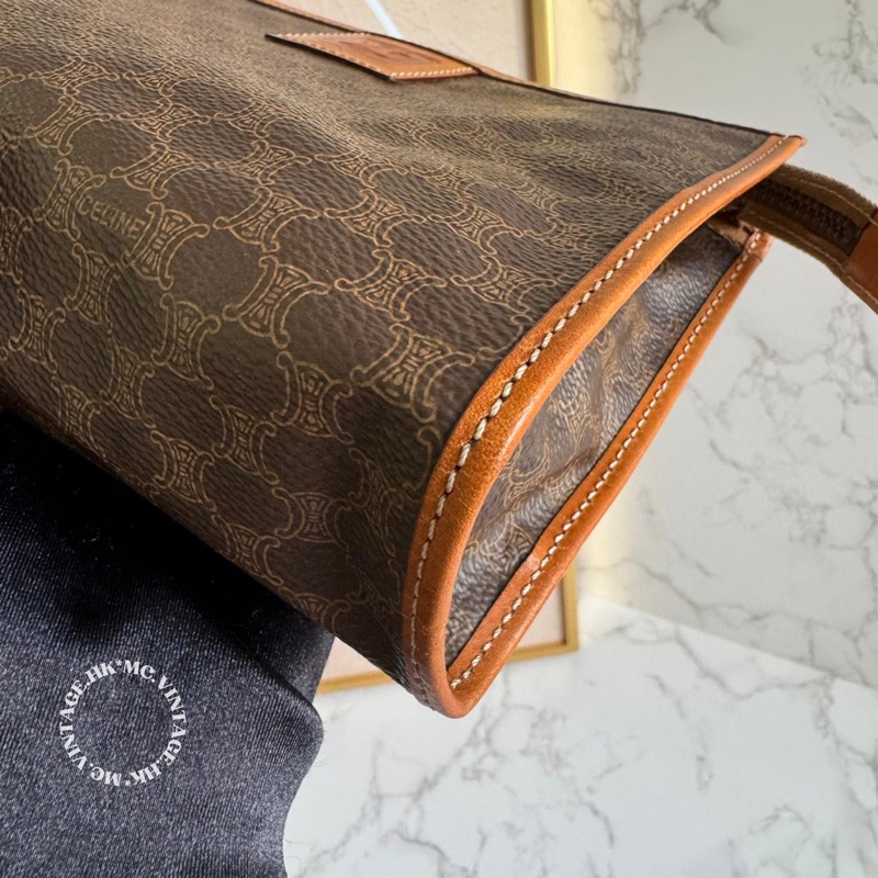 CELINE Vintage Macadam Clutch 中古 凱旋門 老花 手拿包-11