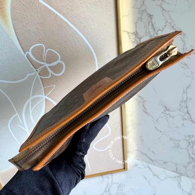 CELINE Vintage Macadam Clutch 中古 凱旋門 老花 手拿包-13