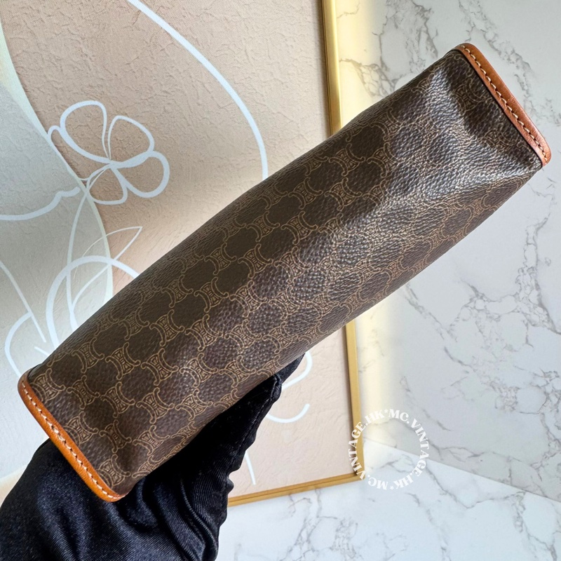 CELINE Vintage Macadam Clutch 中古 凱旋門 老花 手拿包-14