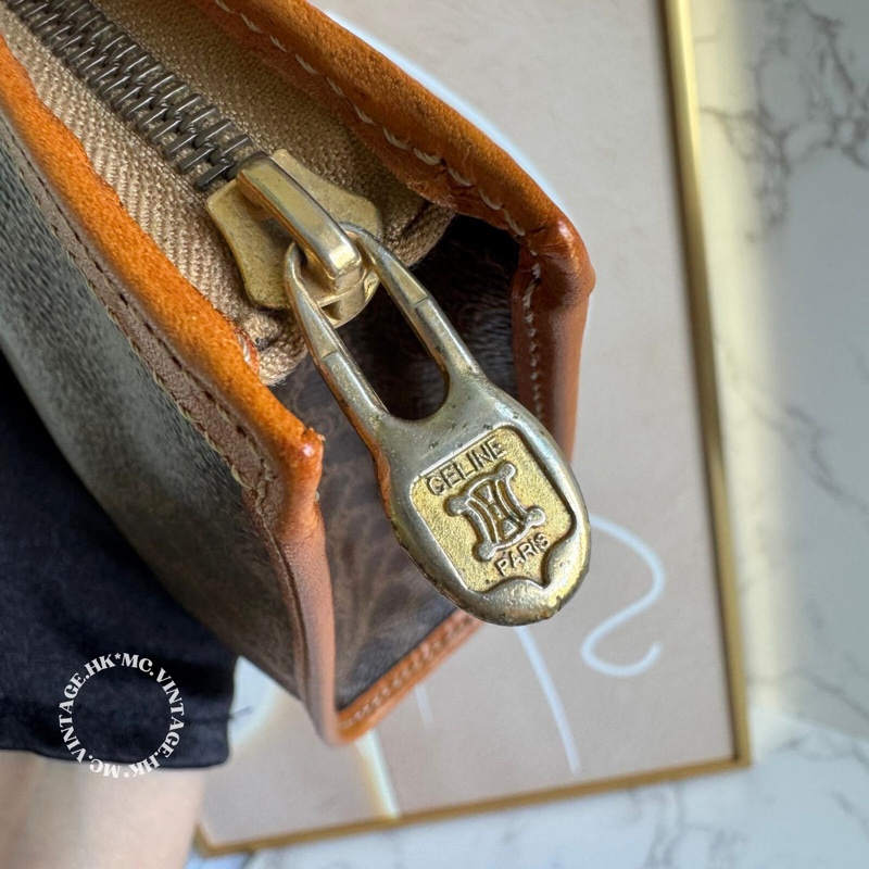 CELINE Vintage Macadam Clutch 中古 凱旋門 老花 手拿包-15