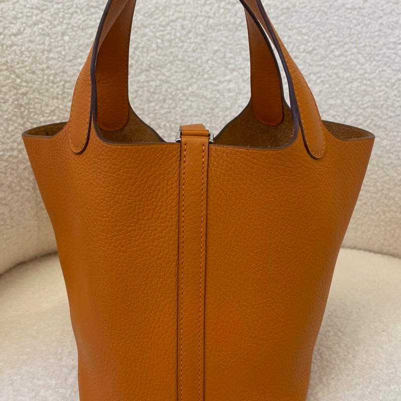 愛馬仕Picotin 18 R1大地橘 水桶包菜籃子X刻-7