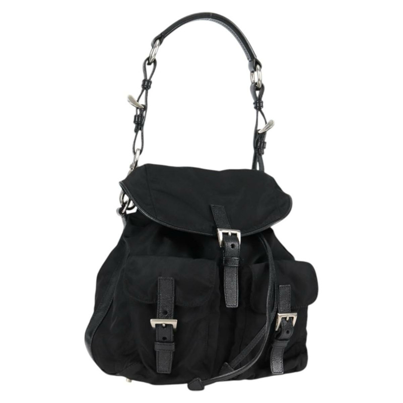 【日本直送】PRADA 尼龍黑色銀色單肩包 正品 125317V-0