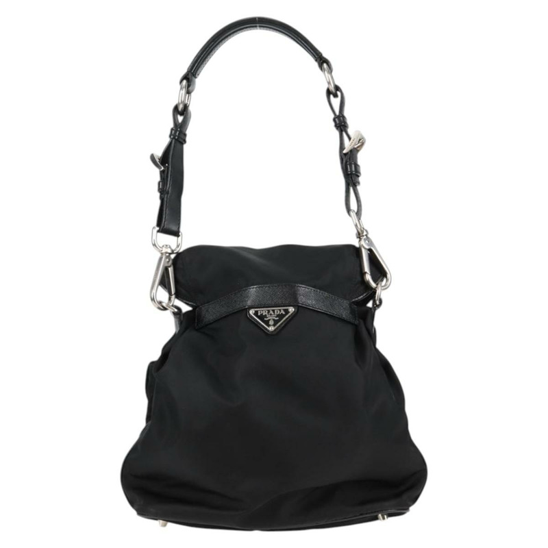 【日本直送】PRADA 尼龍黑色銀色單肩包 正品 125317V-1