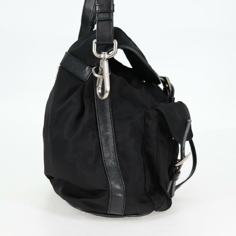 【日本直送】PRADA 尼龍黑色銀色單肩包 正品 125317V-3