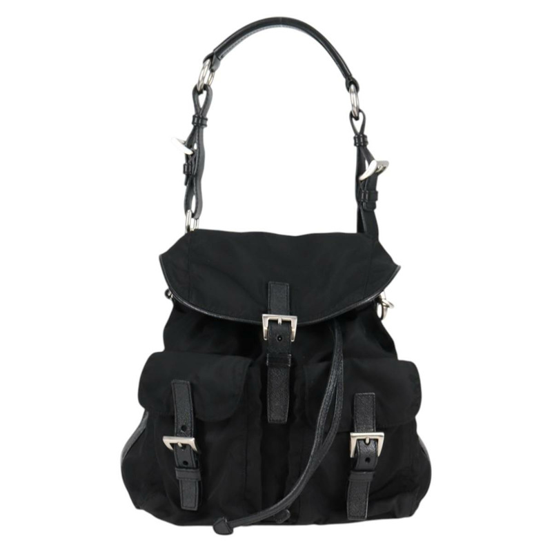 【日本直送】PRADA 尼龍黑色銀色單肩包 正品 125317V-12