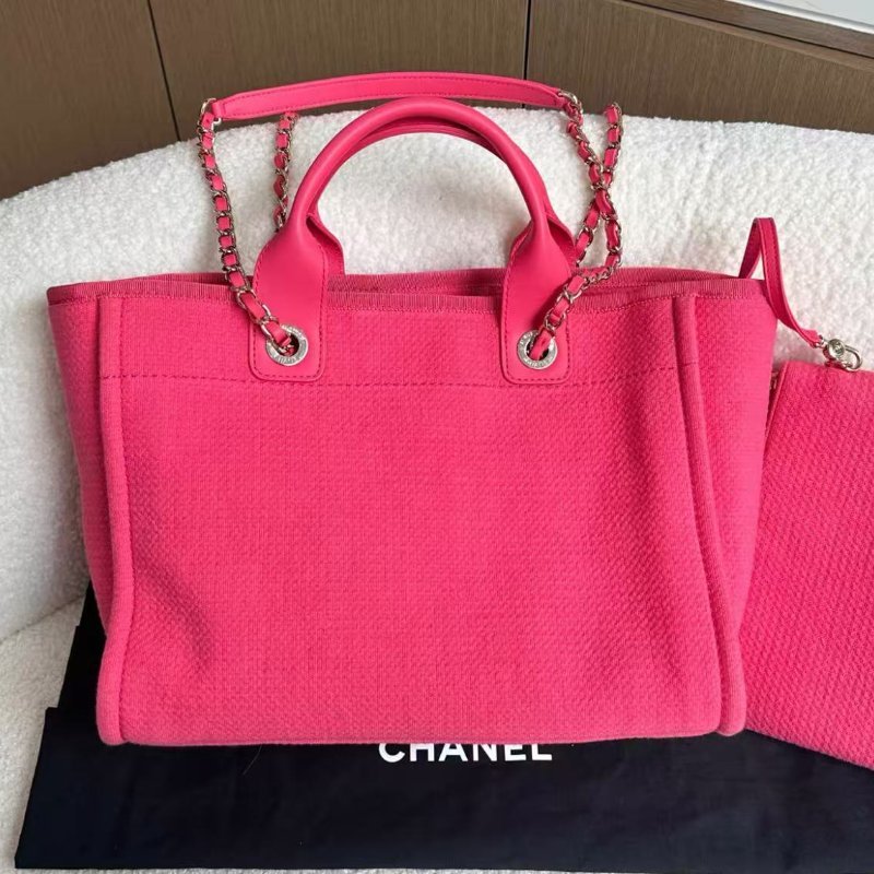 ✨Chanel 糖果粉色淡金扣沙灘包 托特子母包 大號 99新 配件塵袋-4