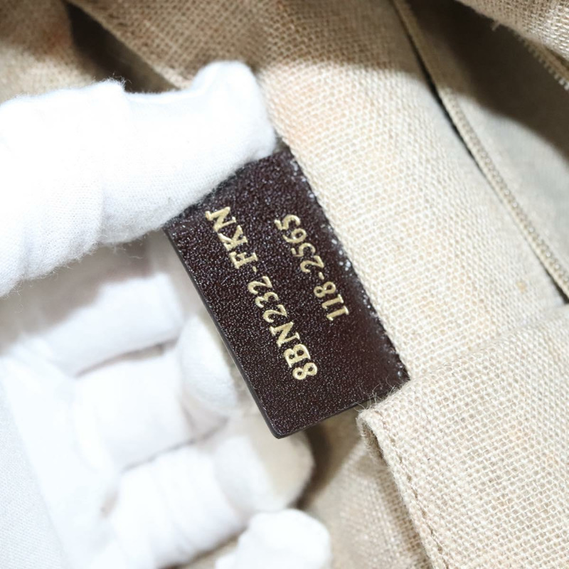 【日本直送】FENDI 山胡桃帆布手提包 棕黑色 正品 124524-11