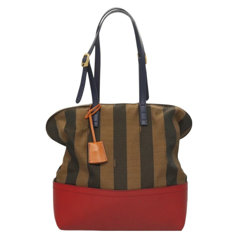 【日本直送】FENDI 山胡桃帆布手提包 棕黑色 正品 124524-12