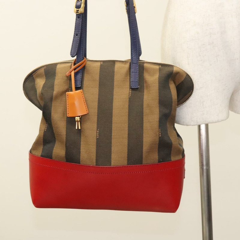 【日本直送】FENDI 山胡桃帆布手提包 棕黑色 正品 124524-26