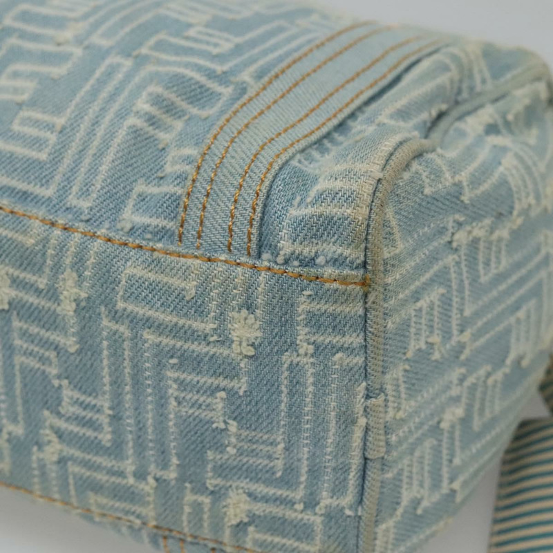 【日本直送】FENDI Zucca 帆布手提包淺藍色金色正品 124832-15