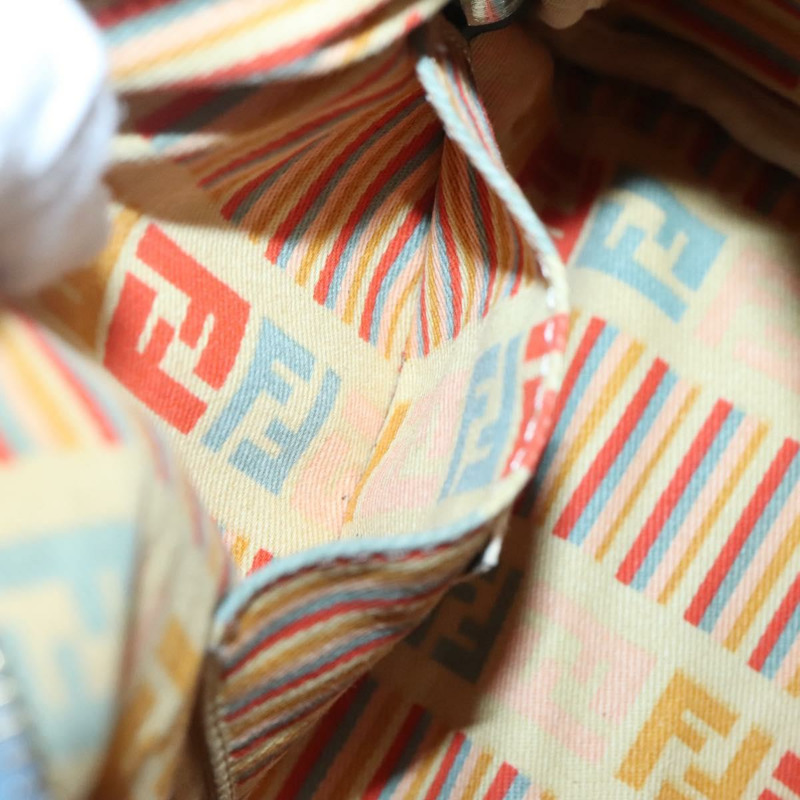 【日本直送】FENDI Zucca 帆布手提包淺藍色金色正品 124832-21